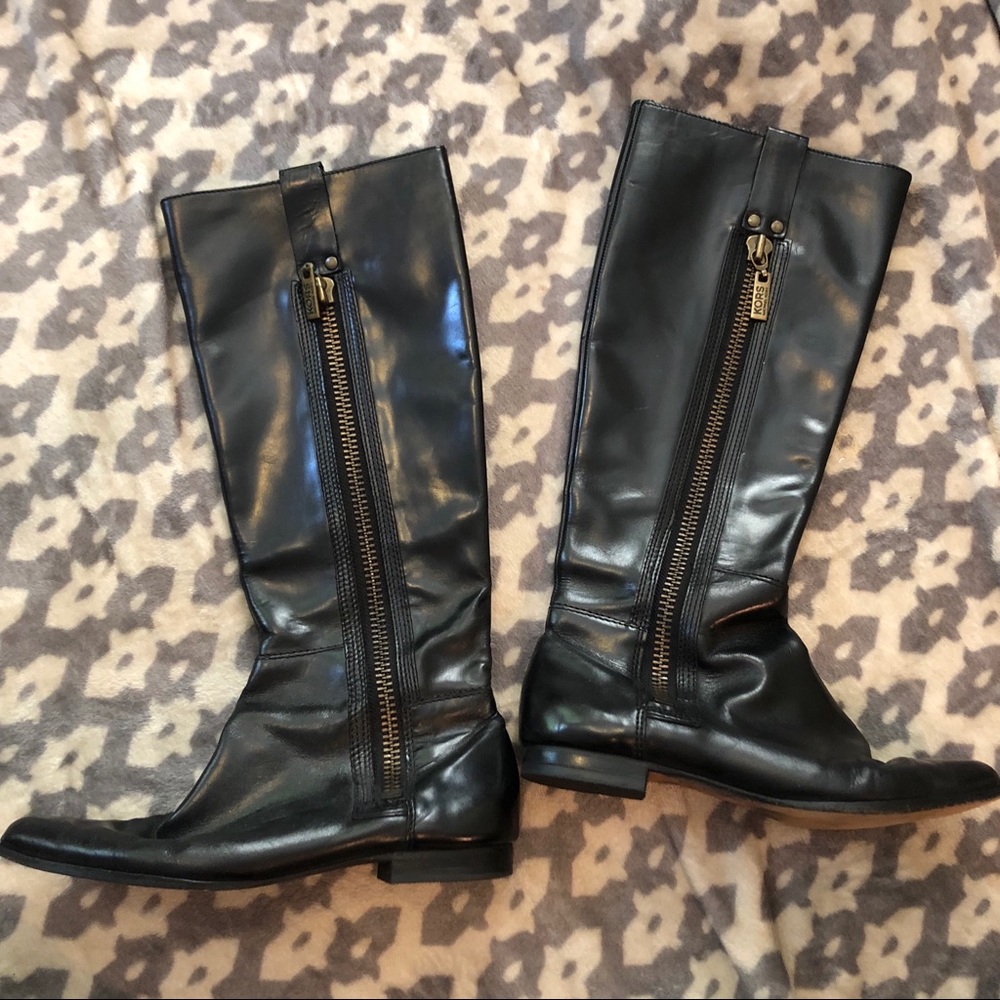 Michael Kors Black Zip-Up Riding Boots